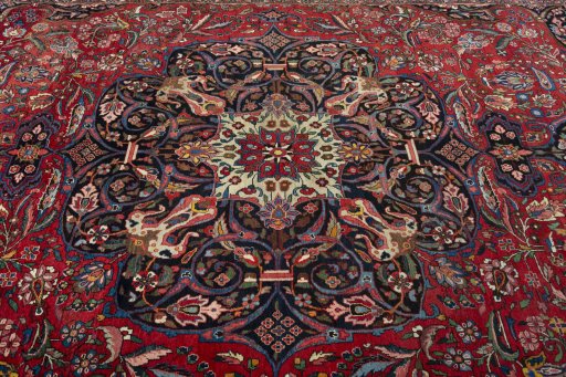 Central medallion detail of 1930s Bakhtiar rug from Iran / Persia