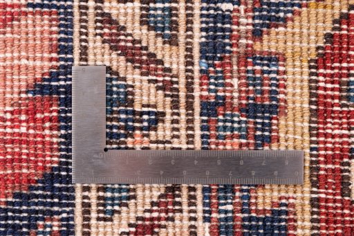 Corner detail of 2001s Bakhtiar rug showing border pattern and Wool pile
