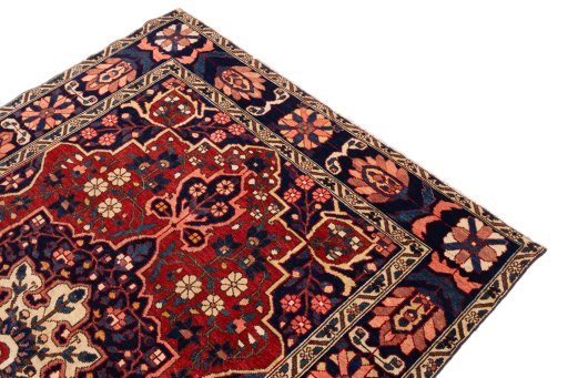 Surface texture of 2001s Bakhtiar rug with natural Wool and intricate pattern