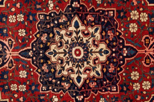 Close-up detail of 2001s Bakhtiar rug from Iran / Persia showing Wool weave