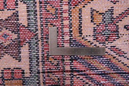 Close-up detail of 1970s Bakhtiar rug from Iran / Persia showing Wool weave