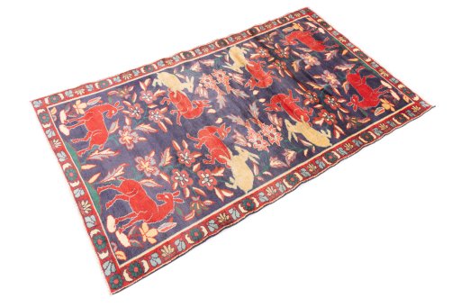 Close-up detail of 1970s Bakhtiar rug from Iran / Persia showing Wool weave