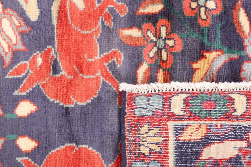 Close-up detail of 1970s Bakhtiar rug from Iran / Persia showing Wool weave