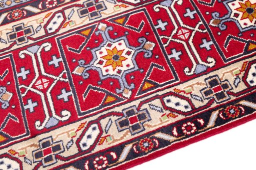 Backside of handmade 1960s Bakhtiar rug showing knot structure and weave density