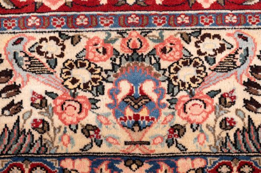 Corner detail of 2000s Bakhtiar rug showing border pattern and Wool pile