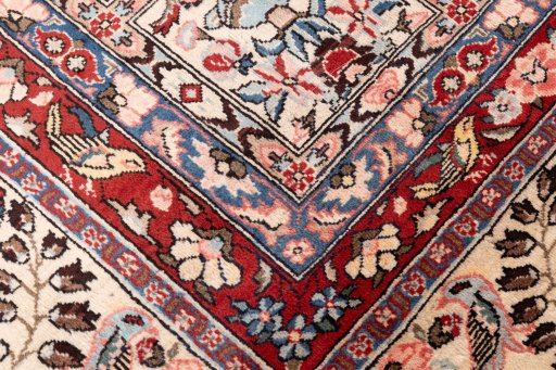 Close-up detail of 2000s Bakhtiar rug from Iran / Persia showing Wool weave