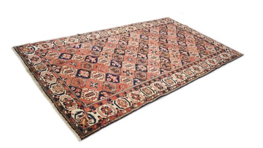 Close-up detail of 1990s Bakhtiar rug from Iran / Persia showing Wool weave