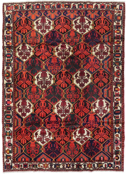 Full view of 1990s Bakhtiar rug from Iran / Persia, 270 × 195 cm in Multi Color tones