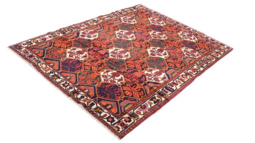 Close-up detail of 1990s Bakhtiar rug from Iran / Persia showing Wool weave