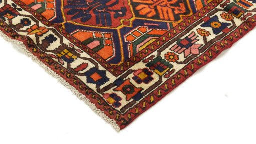 Backside of handmade 1990s Bakhtiar rug showing knot structure and weave density