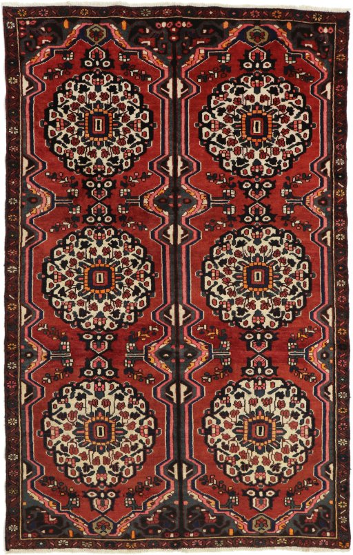 Full view of 2000s Bakhtiar rug from Iran / Persia, 265 × 165 cm in Multi Color tones