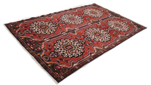 Close-up detail of 2000s Bakhtiar rug from Iran / Persia showing Wool weave