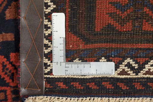 Close-up detail of 1900s Baloch rug from Afghanistan showing Wool weave