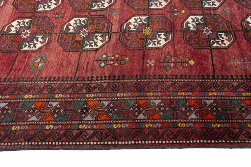 Close-up detail of 2000s Baloch rug from Iran / Persia showing Wool weave