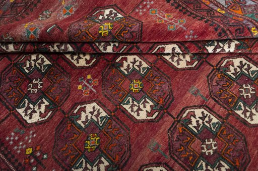 Full view of 2000s Baloch rug from Iran / Persia, 361 × 234 cm in Red tones
