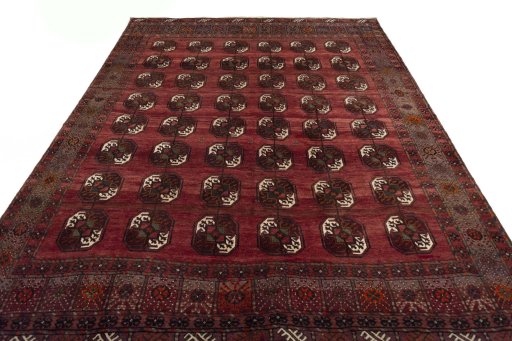 Close-up detail of 2000s Baloch rug from Iran / Persia showing Wool weave