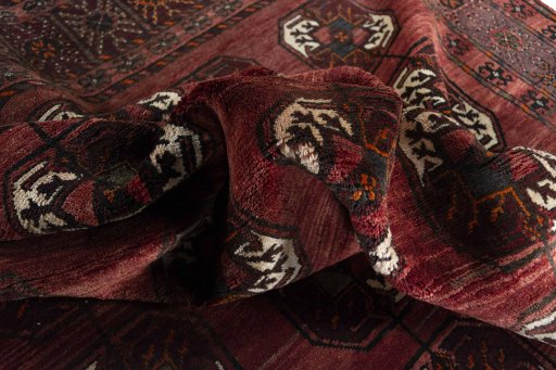 Close-up detail of 2000s Baloch rug from Iran / Persia showing Wool weave