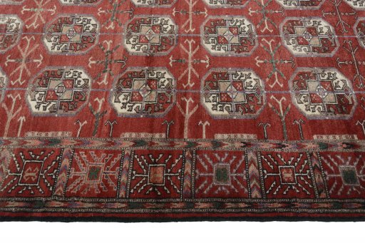 Close-up detail of 2000s Baloch rug from Iran / Persia showing Wool weave