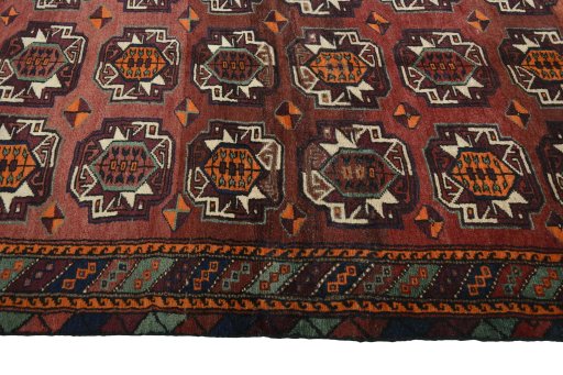 Close-up detail of 2000s Baloch rug from Iran / Persia showing Wool weave