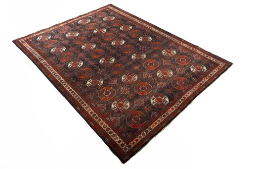 Close-up detail of 2000s Baloch rug from Iran / Persia showing Wool weave