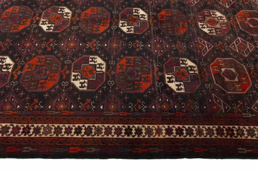 Close-up detail of 2000s Baloch rug from Iran / Persia showing Wool weave