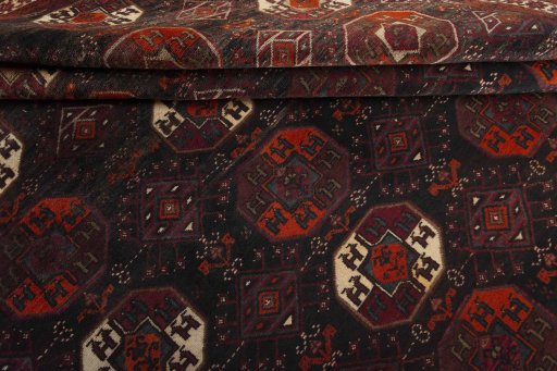 Full view of 2000s Baloch rug from Iran / Persia, 277 × 210 cm in Gray tones
