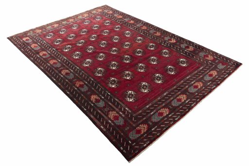 Close-up detail of 2000s Baloch rug from Iran / Persia showing Wool weave