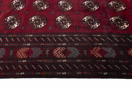 Close-up detail of 2000s Baloch rug from Iran / Persia showing Wool weave