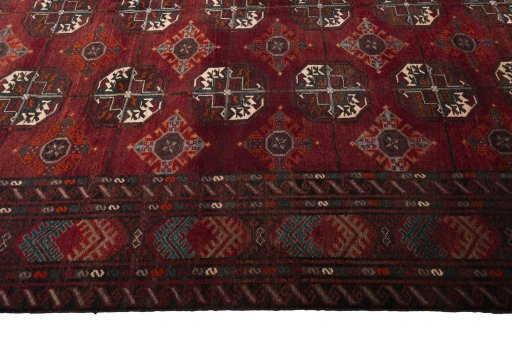 Close-up detail of 2000s Baloch rug from Iran / Persia showing Wool weave