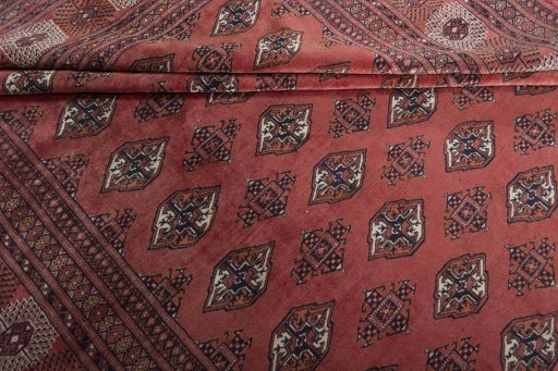 Full view of 2000s Baloch rug from Iran / Persia, 340 × 246 cm in Red tones