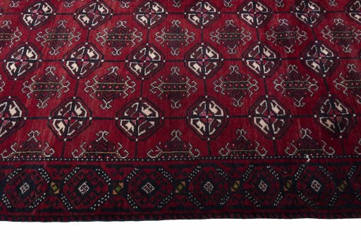 Close-up detail of 2000s Baloch rug from Iran / Persia showing Wool weave