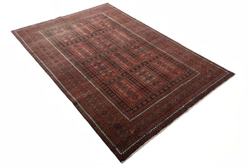 Close-up detail of 2000s Baloch rug from Iran / Persia showing Wool weave