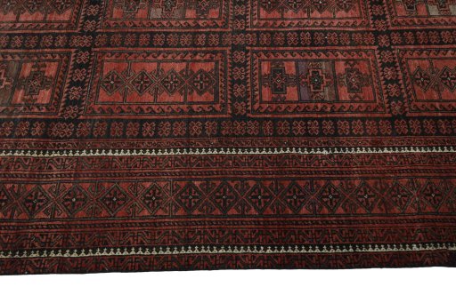 Close-up detail of 2000s Baloch rug from Iran / Persia showing Wool weave