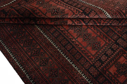 Full view of 2000s Baloch rug from Iran / Persia, 290 × 197 cm in Red tones