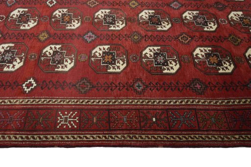 Close-up detail of 2000s Baloch rug from Iran / Persia showing Wool weave
