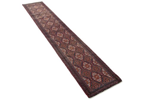 Close-up detail of 2000s Baloch rug from Iran / Persia showing Wool weave