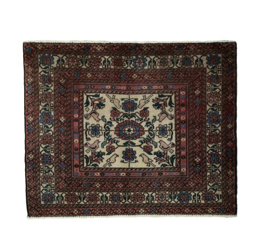 Full view of 2000s Baloch rug from Iran / Persia, 78 × 95 cm in Beige tones