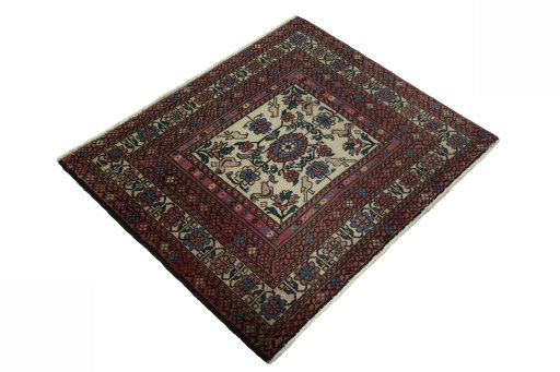 Close-up detail of 2000s Baloch rug from Iran / Persia showing Wool weave