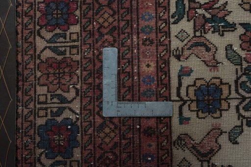 Close-up detail of 2000s Baloch rug from Iran / Persia showing Wool weave