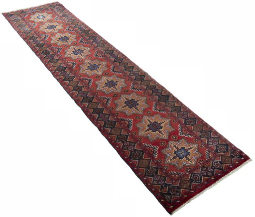 Close-up detail of 2000s Baloch rug from Iran / Persia showing Wool weave