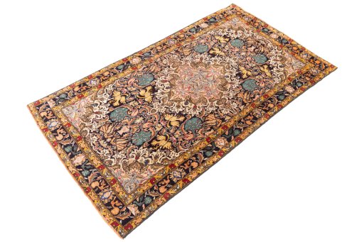 Close-up detail of 1988s Baloch rug from Iran / Persia showing Wool weave