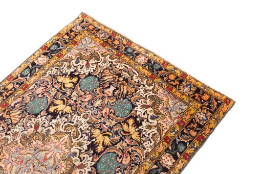 Surface texture of 1988s Baloch rug with natural Wool and intricate pattern