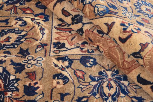 Corner detail of 1980s Baloch rug showing border pattern and Wool pile