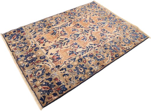 Corner detail of 1980s Baloch rug showing border pattern and Wool pile