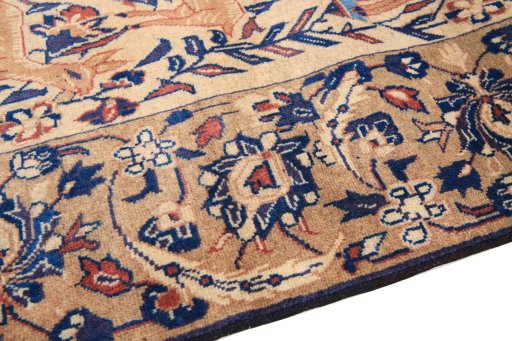 Backside of handmade 1980s Baloch rug showing knot structure and weave density
