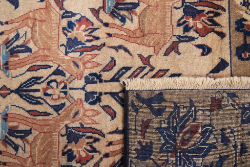 Close-up detail of 1980s Baloch rug from Iran / Persia showing Wool weave