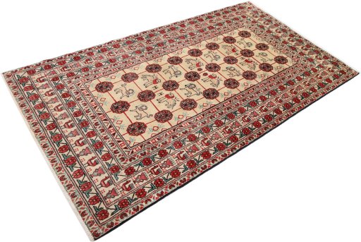 Close-up detail of 1990s Baloch rug from Iran / Persia showing Wool weave