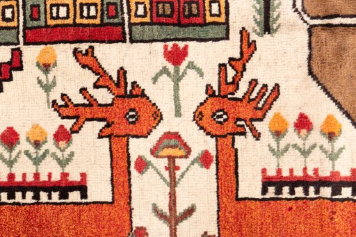 Full view of 1970s Baloch rug from Iran / Persia, 170 × 110 cm in Multi Color tones