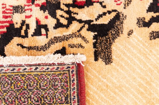 Close-up detail of 1998s Baloch rug from Iran / Persia showing Wool weave
