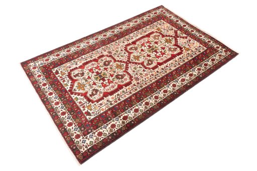 Close-up detail of 1998s Baloch rug from Iran / Persia showing Wool weave